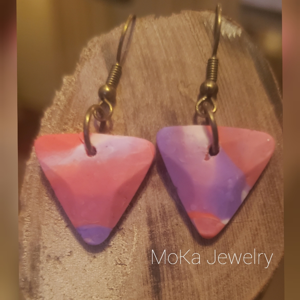 Handmade Polymer Clay Earrings- Inverted Triangle